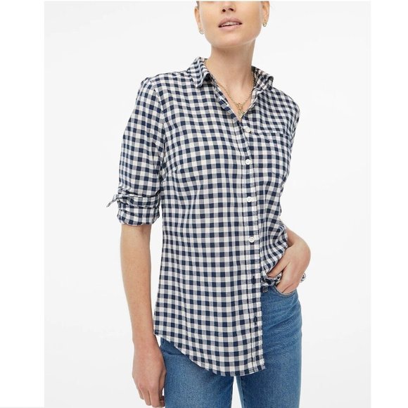 JCrew Gingham lightweight cotton shirt in signature fit, XXS - Picture 1 of 4